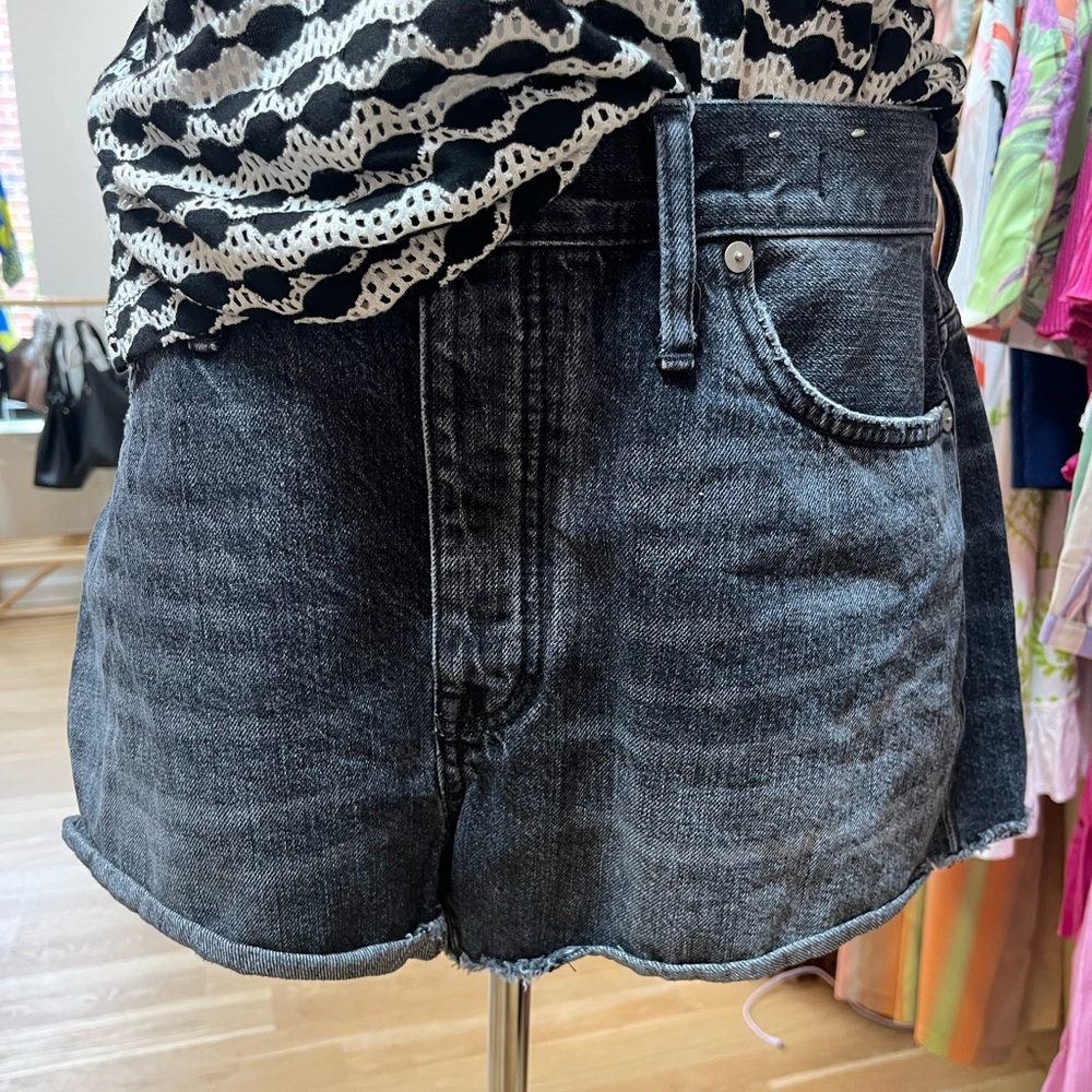 Madewell Black Denim Button Fly Jean Shorts, Size 31, EUC